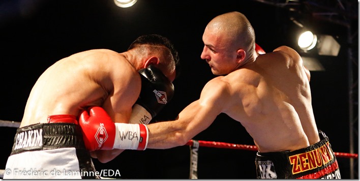 Dardan Zenunaj vq par K.O. au 9è rd de Karim Chakim lors du Gala de boxe de La Plante qui s'est déroulé à Namur (Hall sportif) le 15/11 /2014.
